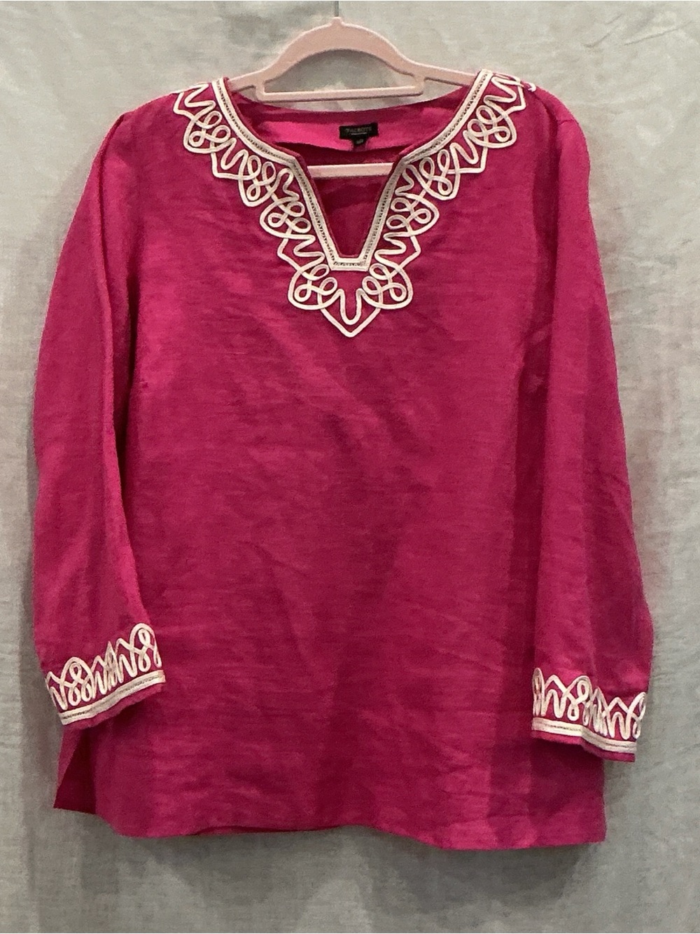 Talbots Fuchsia Embroidered V-Neck Tunic
